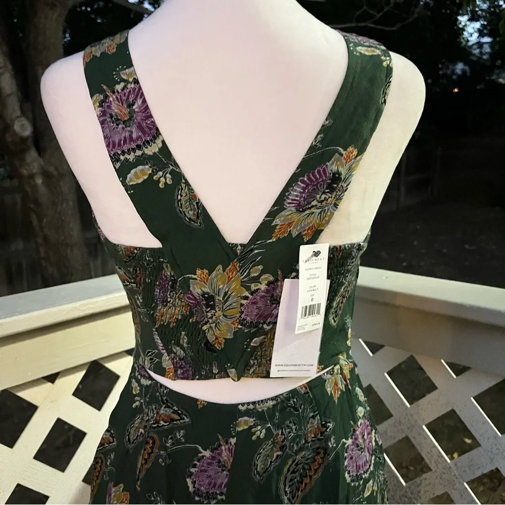 Equipment Femme Everett Eden Multi Floral Sleeveles Scoop Maxi Dress Green 0 NEW - Picture 7 of 15